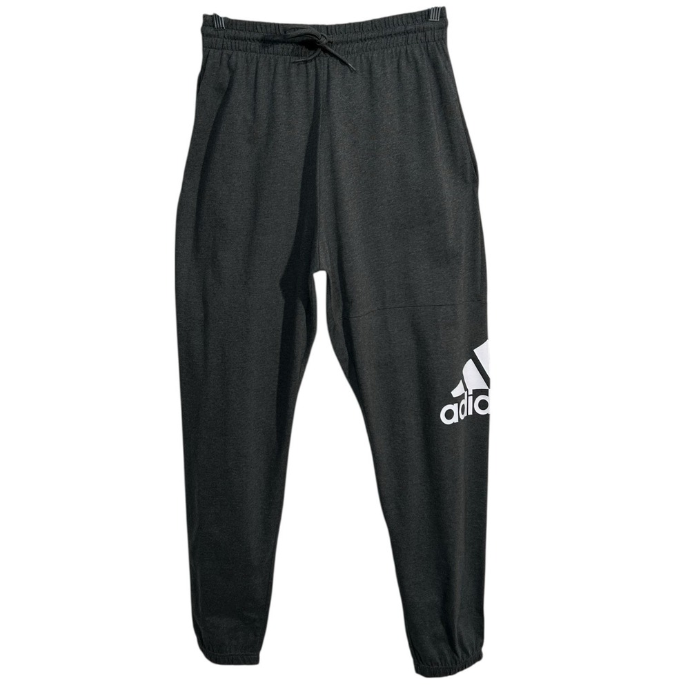 adidas Men's Tapered Jersey Jogger Pants Size 2XLT (39X33") Gray Essentials Logo - Picture 2 of 9